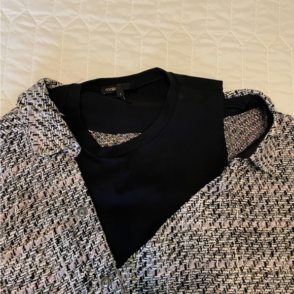 Maje Trompe-l'oeil tweed shirt Size 1 - Picture 3 of 10